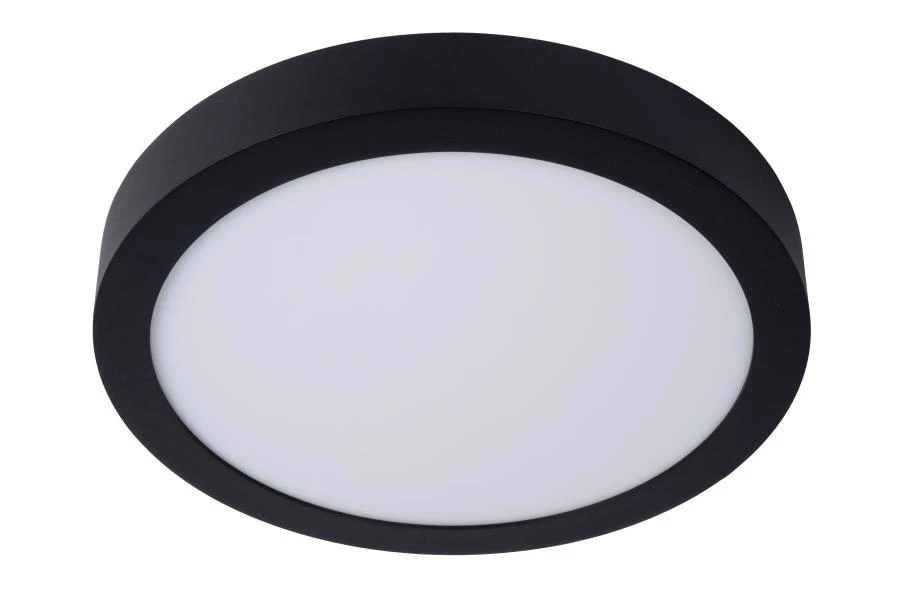 Lucide BRICE-LED - Flush ceiling light Bathroom - Ø 30 cm - LED Dim. - 1x30W 3000K - IP44 - Black - turned off